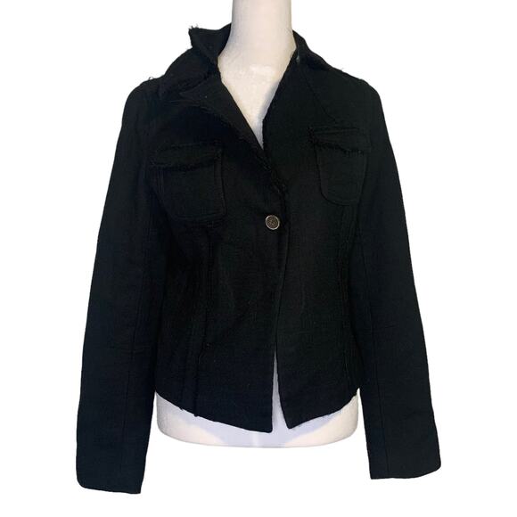 Banana Republic black one-button wool jacket size 2 - Picture 1 of 12